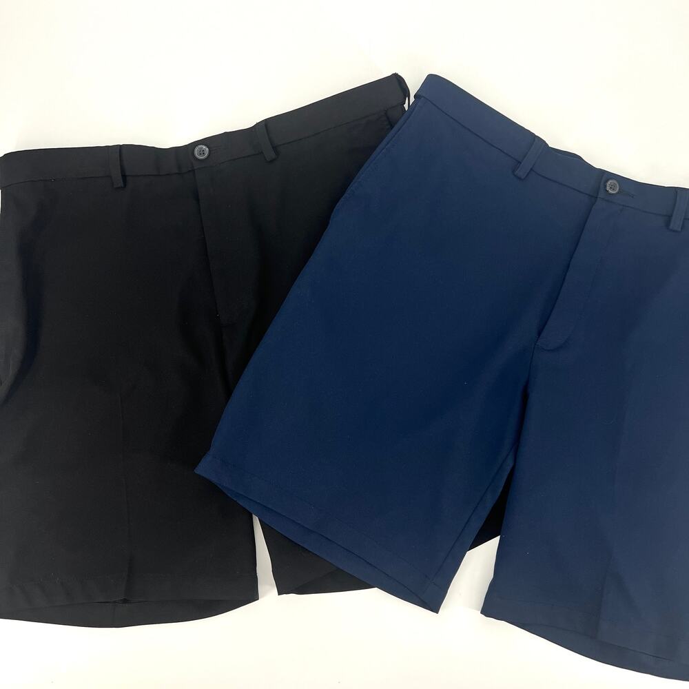 Haggar Mens Cool 18 Pro Golf Pants Two Pairs Navy and Black Size 38 x 9.5
